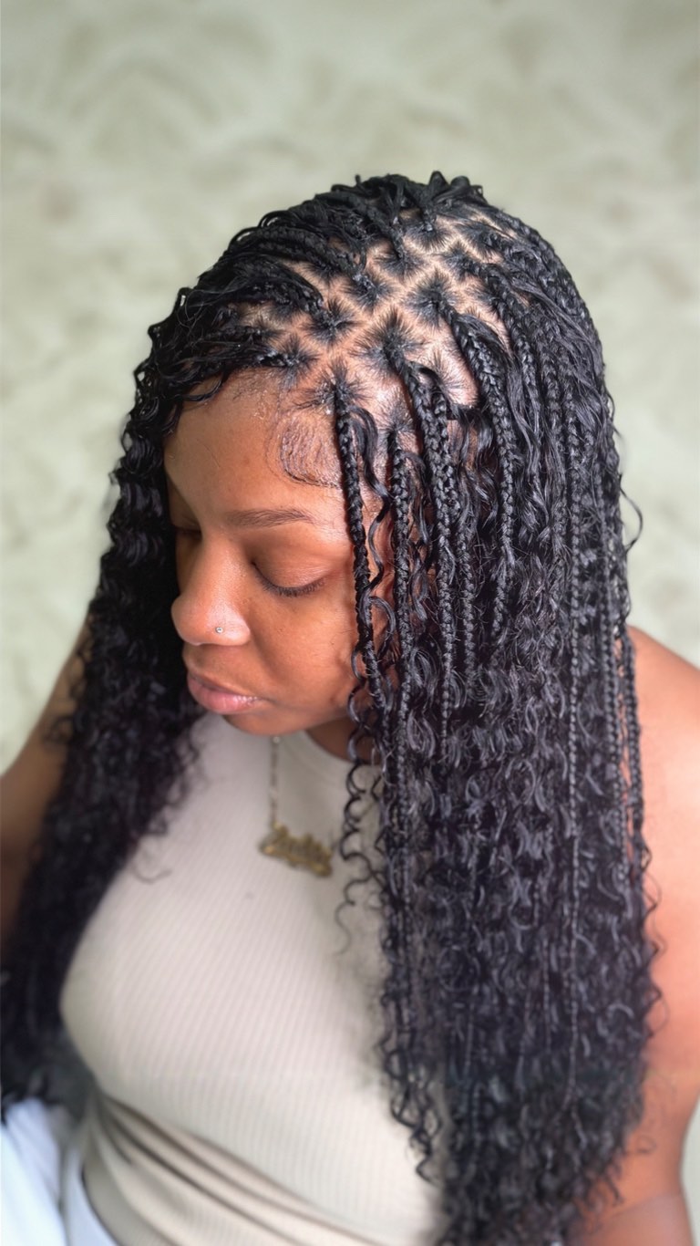Boho knotless braids